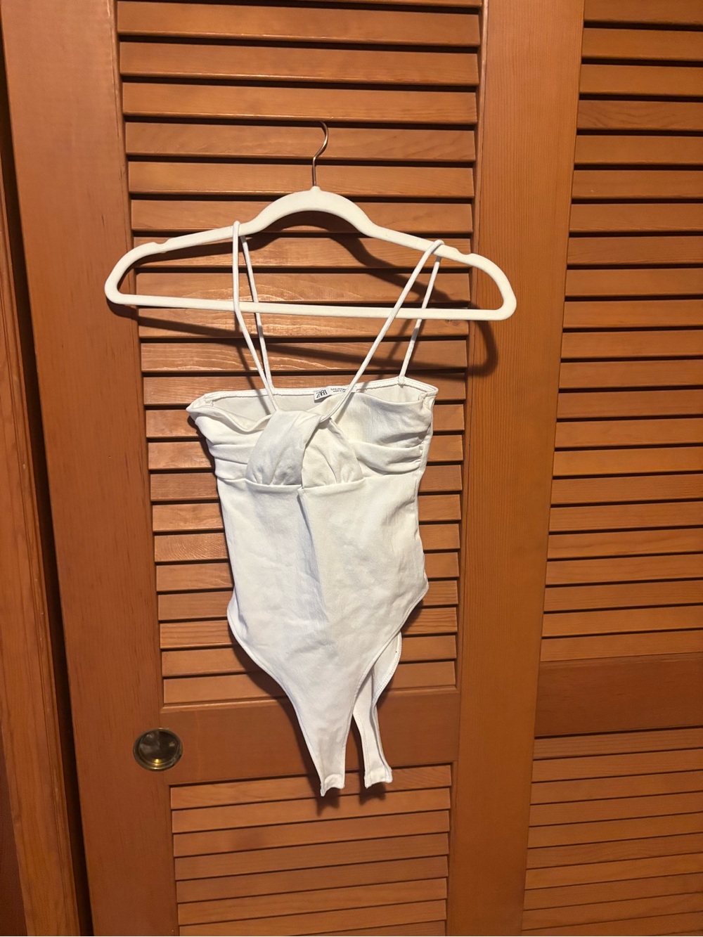 White Zara Bodysuit with Front Knot